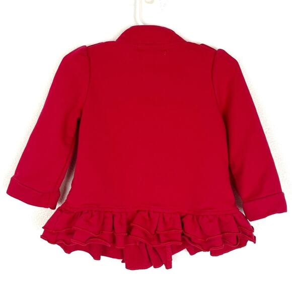Baby Headquarters Double Breasted Coat Gold Button Holidays Girl Toddler Red 18M - Picture 2 of 5